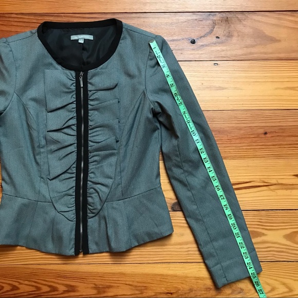 NY Collection Gray Black Ruffle Jacket, EUC, S - Picture 10 of 15